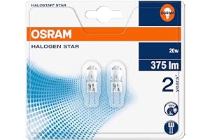 Osram HaloStar halogen lågvoltlampa, G4-sockel, dimbar, 12 volt, 20 watt, varm vit – 2 800 K, 2-pack
