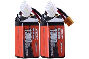 SUNPADOW Pack de 2 baterías de polímero de litio 6S 22,2 V, 1300 mAh, 120 C, paquete suave con enchufe XT60 para helicóptero RC FPV avión, dron, cuadricóptero, carreras, hobby
