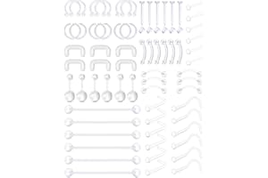 AceFun 29-66 szt. mieszany styl przezroczysty piercing ustalacz elastyczny usta ucho nos przegrody nosowej brwi sutka język pierścienie chrząstka tragus ustalacz bioflex podkowa obręcz przemysłowa sztanga e Bez Metalu, colore: Zestaw 3-66 szt., cod. DXY-uvmix001-3