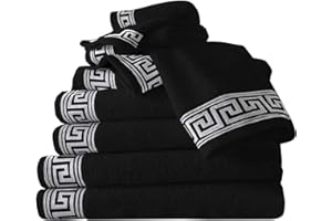 GC GAVENO CAVAILIA Towel Bale Set 500 GSM | 8 Piece Towel Set | 2 Hand Towel + 2 Bath Towel + 4 Face Towel | Family Pack Egyptian Cotton Towel Set | Black