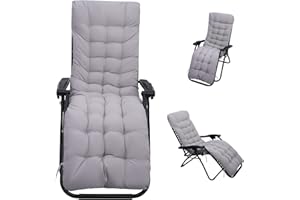 wawofun Sun Lounger Cushions Replacement, 170 * 53cm Thick Bench Chair Cushion Sunbed Cushions for Sunloungers Garden Recliner Chair Pad Anti-Slip Cushion (Grey)