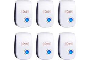 MERWLUKT Ultrason Souris et Rats, 6 Pack Anti Moustique Ultrason Araignée Répulsif, Intérieur Repulsif Rongeur Ultrason pour Anti Souris, Rongeur, Araignée, Moustique, Cafard