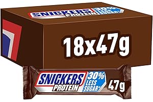 MARS GMBH Snickers Chocolate Protein Bars, Peanut Butter, Caramel & Milk Chocolate Bulk Box, 18 x 47g, Ideal for Gift, Snacks or Hamper