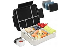 Bugucat Brotdose Kinder mit Fächern 1330ML,Lunchbox Kinder Bento Box Auslaufsicher mit 6 Fächern Besteckset,Vesperdose Frühstücksbox für Mädchen Jungen