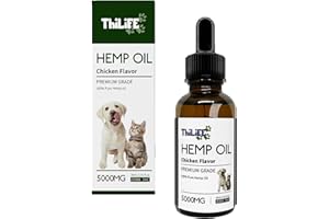 Thilife | Aceite de Cáñamo para Perros y Gatos | Sabor Pollo| 5000 MG | Omega 3 6 9| Vitaminas A/B/D/E para Mascotas | Ayuda al Sistema Inmunológico