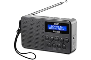 UEME Digitalradio Klein & Tragbar – DAB+/DAB/FM | 3W Lautsprecher mit Verbessertem Bass | 2600mAh Akku+18 Stunden Spielzeit | 20 Senderspeicher+ Radiowecker| für Outdoor & Zuhause(Grau/Silber)