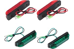 Focket Luces de navegación para barcos, tira de luces de navegación con bombilla de señal LED impermeable de plástico de 4 piezas para barcos, luces de kayak, luz de estribor de babor (ROJO Y VERDE)