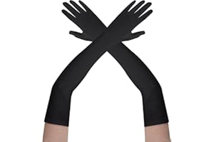 Lufdegim Lange Handschuhe Damen 1920s Style Satin Handschuhe Classic Abendhandschuhe Karneval Halloween Party Kostüm