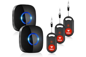 COTINSE Wireless Pulsante Chiamata Emergenza per Anziani 500FT, 3 SOS Trasmettitore 2 Ricevitori Sistema Allarme Assistenza per Pazienti, Salvavita Anziani Pulsante