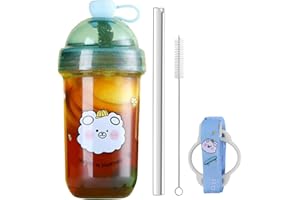 Kaishengyuan Bicchiere di Plastica per tè Boba, Tazza Bubble Riutilizzabile, Tazza a Bolle con Cannuccia e Coperchio, 680 ml Tazza da Viaggio per Bolla, Shakes (Blu)