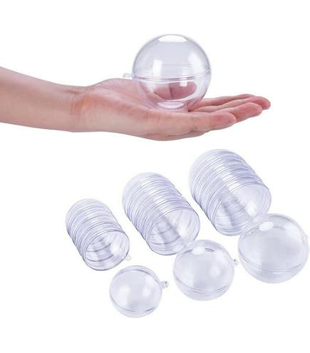 12 SFERE PLEXIGLASS TRASPARENTI Diametro 9 Cm - Con Occhiello E Chiusura A Incastro Per Hobby E Lavoretti