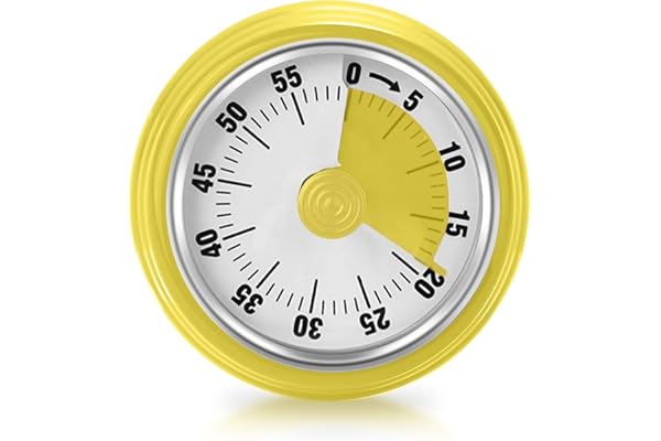 Minuteur Visuel, Minuteur pour Cuisine avec Base Magnétique Compte à Rebours de 60 Minutes Horloge Mécanique sans Piles Outil de Gestion du Temps pour Enfants et Adultes, Jaune