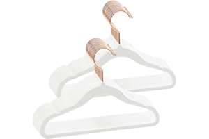 ABHENG Perchas infantiles de terciopelo, Paquete de 30, Antideslizantes, Suaves, Finas, Gancho Giratorio 360°, Diseño de Hombros con Muescas para Niños, 30 x 0,6 x 20,5 cm (L x B x H), Blanco,AFY0330W