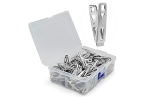 VIPbuy 60 pinzas de acero inoxidable para ropa sucia, pinzas de metal con caja de almacenamiento para ropa, calcetines, sellado de alimentos, fotos