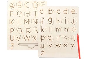 XIXKOLYU Drewniana deska do ćwiczeń z literami alfabetu, dwustronna, dla małych dzieci i przedszkolaków, zabawka edukacyjna, prezent dla dzieci