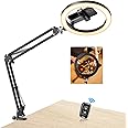 Evershop Ring Light with Tripod Stand & Phone Holder Overhead Mount,10" Ringlight Desk Streaming Selfie Phone Halo Light Flexible 3 Light Colors+10 Brightnesses 360°Rotatable Lighting Tiktok YouTube