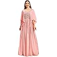 Madhuram Women's Chinon Gown for Women Ethnic with Embroidery Work Long Gown(M-2456)