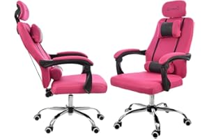 GIOSEDIO Ergonomiczne krzesło biurowe GPX z materiału z zagłówkiem i regulowanym oparciem (różowe)