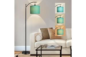 Depuley Nowoczesna lampa stojąca do salonu, 3 temperatury barwowe, lampa łukowa do sypialni z żarówką E27, przełącznik nożny, abażur materiałowy 156 cm, do studia, sypialni, gabinetu, biura