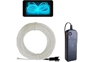 Balabaxer EL Draht Eisblau, 10M Neon Kabel Mit Batterie Trafo, Leuchtet Electroluminescent, für Partys, Halloween.