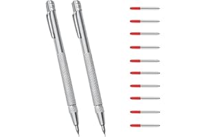 IUSOT 2 Stück Wolframcarbid Anreißnadel Hartmetall Stift mit Magnet 10 Ersatzmarkierungsspitzen Anreißwerkzeug für Glas Keramik Metall Blech Gravurstift für präzises Markieren und Gravieren