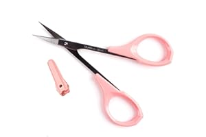 FGNUAY Ciseaux de Détail de Haute Précision de 4 Pouces,Artisanat à lame Tranchante Incurvée Pour la Couture et la Broderie,Coupe de la Barbe, Extension de Cils,Acier Inoxydable,Avec Housse de Protection.