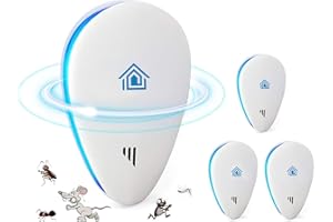 LEMENG Repelente Ultrasónico de Plagas,Repelente de ultrasonidos para Ratones,Repelente para Mosquitos,Repelente Eléctrico Extra Fuerte para arañas,Trampas para Ratones,cucarachas,chinchetas-4 Pack