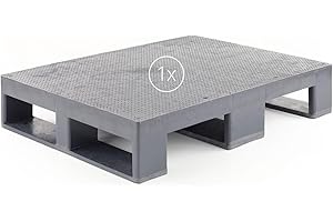 DIE BOX FABRIK Kunststoff Halbpalette 80 x 60 im halben Europaletten-Maß | bis 2.500 kg statische Traglast | 3 Kufen | 800 x 600 mm | schwarz | ohne Holz (1, Anti-Rutsch-Oberfläche, schwarz)