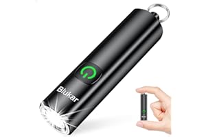 ‎BLUKAR Blukar Taschenlampe LED Aufladbar, Mini EDC Taschenlampen mit 3 Lichtmodi, Klein Flashlight Tragbar mit Schlüsselanhänger, IPX6 Wasserdichte Handlampe für Wandern, Notfäll, Outdoor, Camping usw.