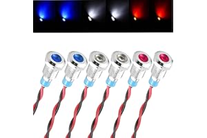 GUUZI 6pièces 220V-230V 8mm LED Panneau Pilote Tableau de Bord Voyant D'avertissement lampe Pilote Tableau de Bord Ampoules Directionnelles (rouge/bleu/blanc)