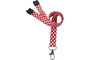 Customcard ltd Printed Polka Dot Lanyard Red Breakaway Lanyard with Metal Trigger Clip