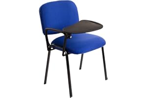 Notek Srl 6 sedie Impilabili in Tessuto con Ribaltina scrittoio tavoletta per studio sala conferenza convegni (Blu)