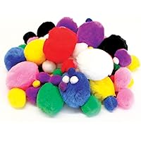 Bright Ideas Colour Pompoms. Assorted Colours and Sizes, 7mm to 38mm. Pack of 100 Acrylic Pompoms for Kids Crafts, Arts & Cra