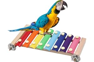 Dnoifne Colorful Bird Xylophone Toy Funny Hanging Xylophone Toy with 8 Metal Keys Accessories for Bird Cage Chicken Parrot Budgie Budgie Parakeet Love Birds