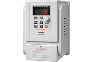 VEVOR Variateur de Fréquence 2,2 kW Convertisseur de Fréquence 3 CV 10 A 0-400 Hz VFD avec Entrée Monophasé Sortie Triphasé Régulateur Contrôle de Vitesse Refroidissement Rapide pour Moteur de Machine