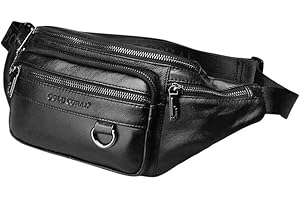 HEBETAG Xieben Vintage Marsupio per Uomo Donna Viaggi Escursionismo Running Hip Bum Pouch Belt Slim Cell Phone Pack Purse Wallet nero