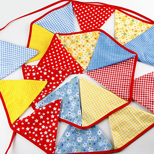 Nikgic Wimpelkette Baumwolle Wimpel Bunting Farbenfroh Wimpeln Dreieck Wimpel Fahnen Banner für Geburtstag Party Dekor - 2