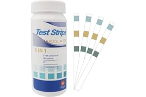 BIBITI 50 pièce Bandelette Piscine,Ph Bandelettes Mesure Analyse Aqua Languettes Kit Alcalinité Testeur Water Dureté Check Produit Test Accessoire pour Pataugeoire Spa Piscines Testeur De Ph Et De Chlore