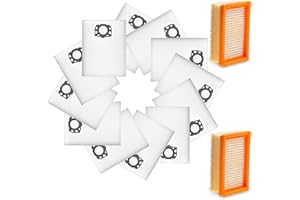 Aoonar 2× Flachfaltenfilter + 12× Staubbeutel – Für Kärcher WD4, WD5, WD6, WD5P, WD6P Premium, MV4, MV5, MV6 – Ersatzfilter & Staubbeutel Set für KFI 4410 (2.863-005.0) & KFI 487 (2.863-006.0)