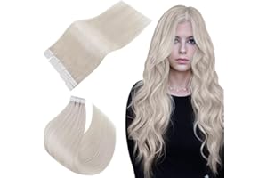 Easyouth Extensiones Adhesivas Rubias Invisible Adhesivos Extensiones Cabello Natural Rubio Blanca Extensiones Adhesivas Pelo Natural Doble Cara 20Pcs 50g 55cm