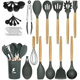 Valletta Mikla Heat Resistant Fireproof Nonstick 33 Piece Silicone Spatula Kitchen Set Gray