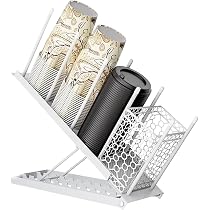 Distributeur Gobelets Niciksty 4 Compartiments - Porte-Tasses Réglable Avec Support Pailles - Noir - Bureau Cuisine