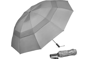 G4Free Paraguas plegable grande de 62 pulgadas, 10 varillas, resistente, paraguas compacto de viaje para apertura automática, resistente al viento, impermeable, doble toldo