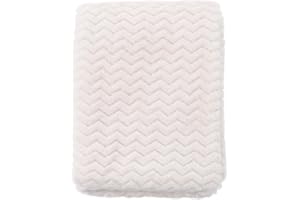 Crevent Cosy Fluffy Warm Fleece Blanket for Girls Boys Cot Bed Pram 75 x 100 cm Wavy Ivory White
