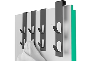 FRETONBA Lot de 4 porte-manteaux de porte à suspendre, parfaits pour les portes allemandes, crochets de porte sans perçage sur la porte, écharpes, etc. Noir
