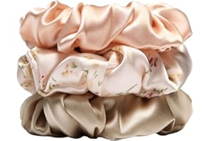 Michooyel 3Pcs Scrunchies per Capelli in Seta 100% Pura Seta, Elastici per Capelli Donne e Ragazze Silk Scrunchies Fascia a Coda di Cavallo