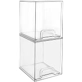 Makeup Organizer Stackable Acrylic Transparent | Clear acrylic cosmetic drawers with handles Stackable storage ideal for vani