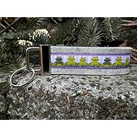 Schlüsselanhänger Schlüsselband Wollfilz hellgrau Frösche hellgrün flieder lila !