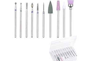 Yasmous 10 Pcs Nail Drill Bits Sets Electric Tungsten Carbide Ceramic Files Cuticle Polishing Tools for Filing Acrylic Nails Removing Gel Manicure Pedicure Home Salon Use