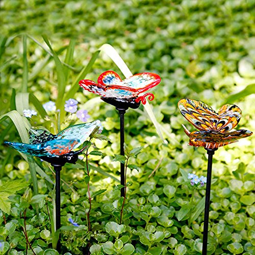 Gartendekoration Glasstecker Schmetterlinge